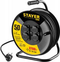 STAYER RX-315, КГ, 3 x 1.5 мм2, 50 м, 3700 Вт, IP44, силовой удлинитель на стальной катушке (55077-50)