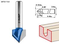 ЗУБР 15.8 x 16 мм, угол 90° мм, фреза пазовая галтельная V-образная, Профессионал (28752-15.8)