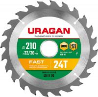 URAGAN Fast, 210 х 32/30 мм, 24Т, пильный диск по дереву (36800-210-32-24)