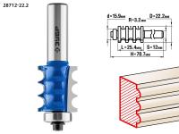 ЗУБР 22.2 x 26 мм, радиус 3 мм, фреза кромочная фигурная №1, Профессионал (28712-22.2)