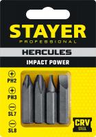 STAYER Hercules, 36 мм, 4 шт, биты для ударной отвертки, Professional (25667-S4)