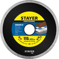 STAYER Ceramo-22, d 115 мм, (22.2 мм, 5 х 1.9 мм), сплошной сплошной алмазный диск, Professional (3664-115)