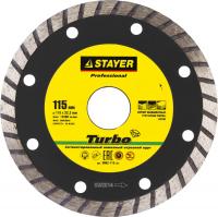 STAYER Turbo, 115 мм, (22.2 мм, 7 х 2.4 мм), сегментированный алмазный диск, Professional (3662-115)