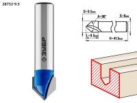 ЗУБР 9.5 x 9.5 мм, угол 90° мм, фреза пазовая галтельная V-образная, Профессионал (28752-9.5)