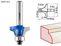 ЗУБР 25.4 x 11 мм, радиус 6.3 мм, фреза кромочная калевочная №1, Профессионал (28701-25.4)