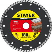 STAYER TURBO, 180 мм, (22.2 мм, 7 х 2.6 мм), сегментированный алмазный диск, Professional (3662-180)